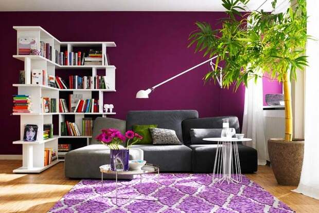 фиолетовый цвет в дизайне интерьера, фиолетовый дизайн, красивые интерьеры фото