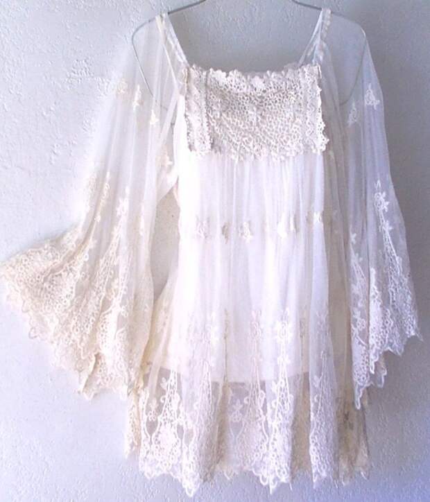 NEW~$98~Ivory Crochet Lace Vintage Peasant Blouse Boho Shirt Top~4/6/8/S/Small