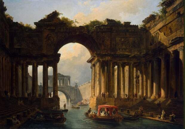 Robert Hubert - Architectural Landscape with a Canal - GJ-1294