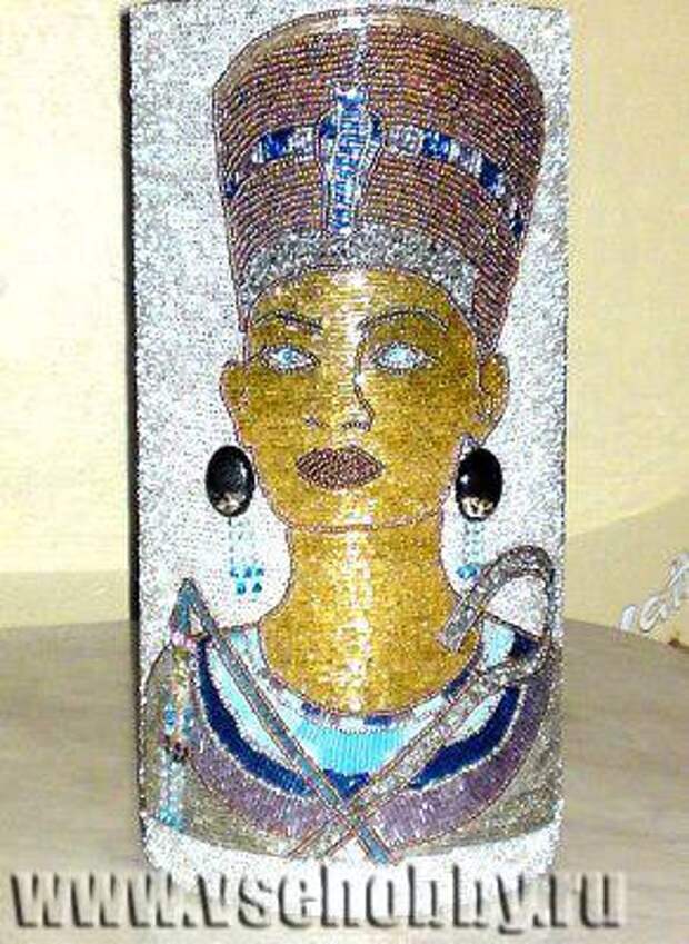 декор вазы бисером в египетском стиле
