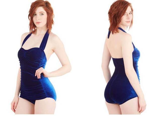 Вельветовый купальник Bathing Beauty One-Piece Swimsuit in Royal Velvet девушки, купальник, лето, мода