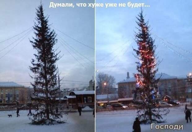 И вот она, нарядная, на праздник к нам пришла городская, прикол, центральная, ёлка