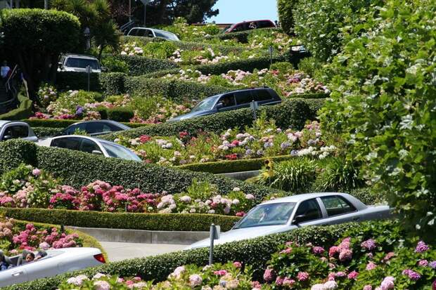 Самая извилистая улица в мире - Ломбард-стрит (Lombard Street), Сан-Франциско