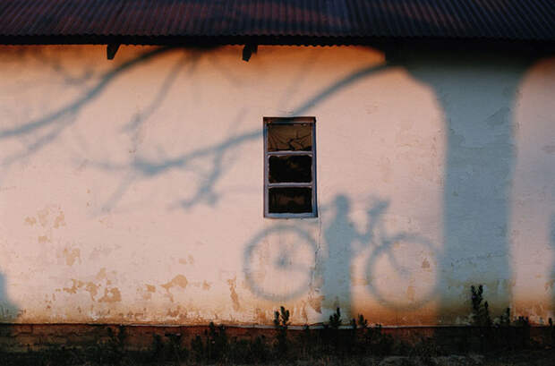 25. Тень человека с велосипедом на стене неподалеку от реки Замбези, 1996 national geographic, история, природа, фотография