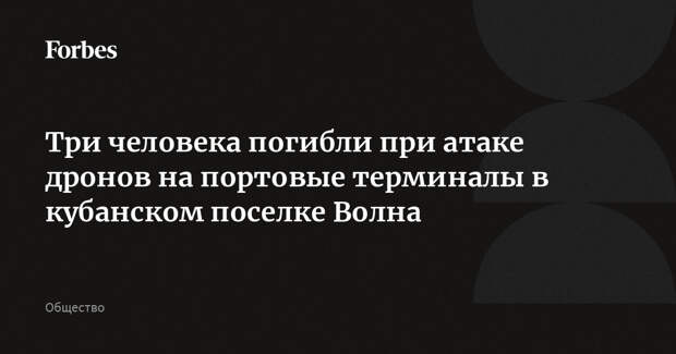 Три человека погибли при атаке дронов на портовые терминалы в кубанском поселке Волна