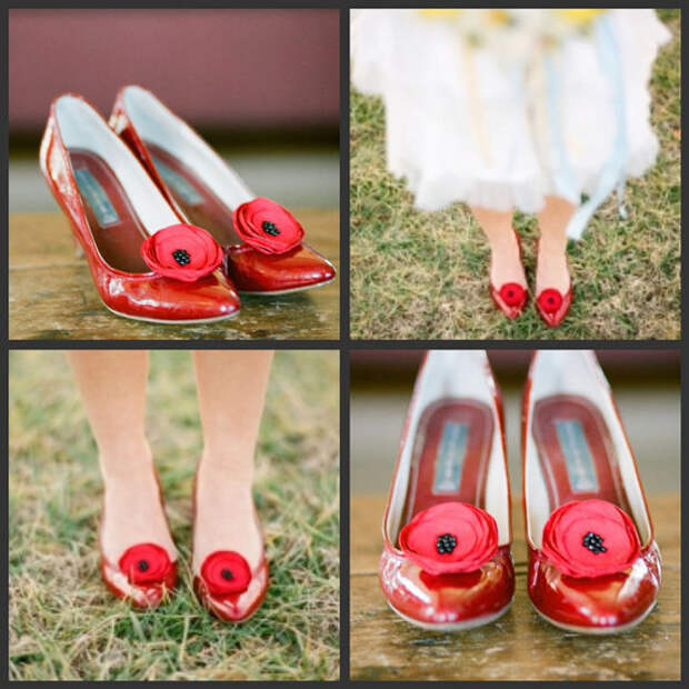 Чистка роликов с цветами ручной работы ткань (комплект из 2 шт) - ярко-красные маки