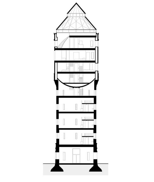 Проект перепланировки Amsterdamsestraatweg Water Tower, разработанный специалистами архитектурной студии Zecc Architecten. | Фото: newatlas.com.