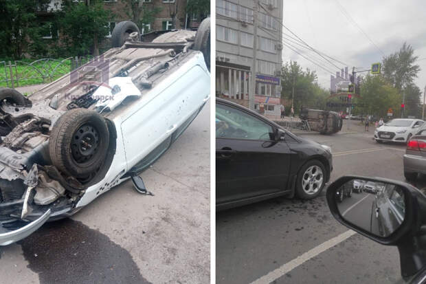 За день в Красноярске перевернулись две машины в разных ДТП