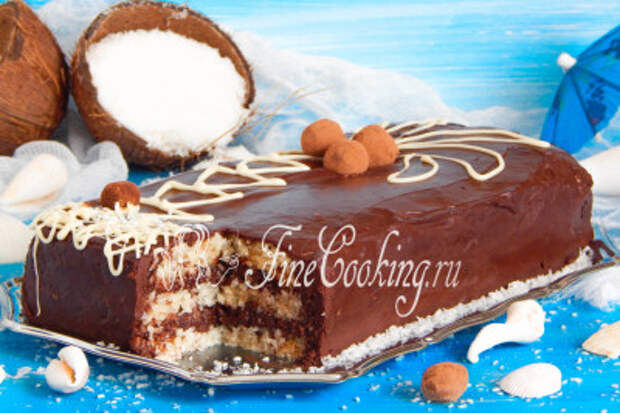 А вот и разрез шоколадно-кокосового торта Исанна