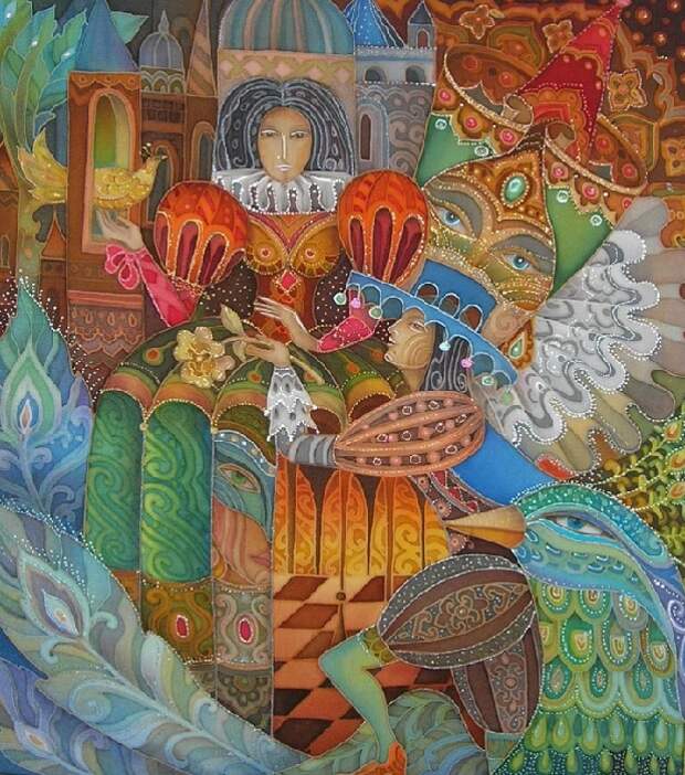 «Предложение руки и сердца». Холодный батик. Автор: Любовь Тощева.
