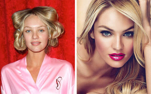 ангелы victoria's secret до и после макияжа