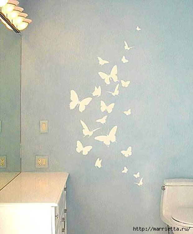 Порхающие бабочки в интерьере. Трафареты для стен и потолка (9) (405x490, 89Kb)