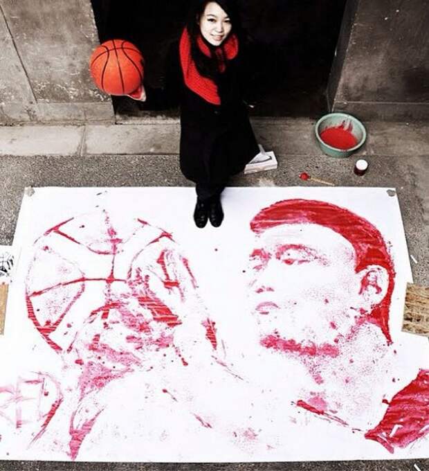 Портрет баскетболиста Яо Мина от Хун И (Hong Yi)