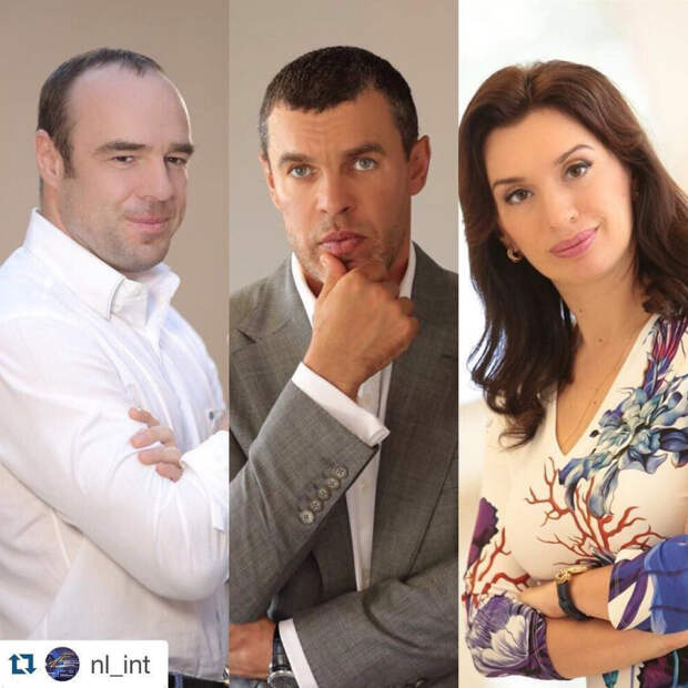 Основатели NL International. Слева направо: Роман Товстик, Дмитрий Хохлов и Юлия Гольдорт