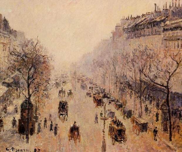 Boulevard Montmartre - Morning, Sunlight and Mist. (1897). Писсарро, Камиль