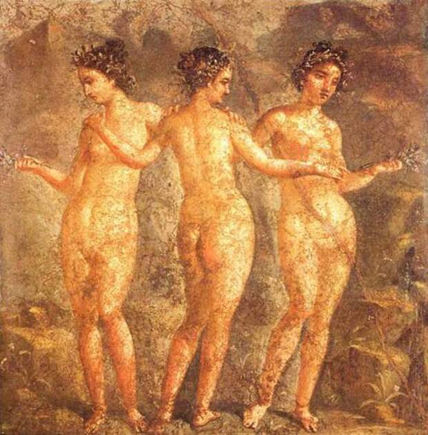 Три грации. Фреска из Помпей, ок. 60 г. до н.э.