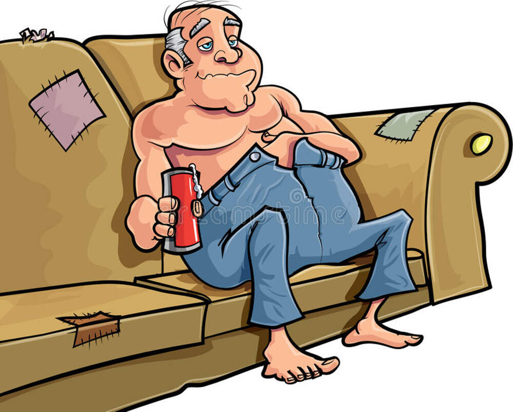Карикатура человек на диване