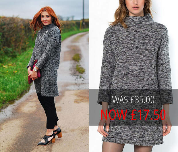 Sale: Grey Knitted Sweater Dress With Exposed Zip (La Redoute)