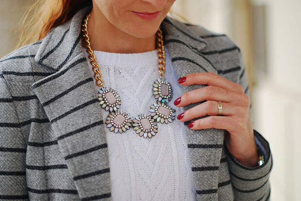 Grey striped blazer with loose fit pants