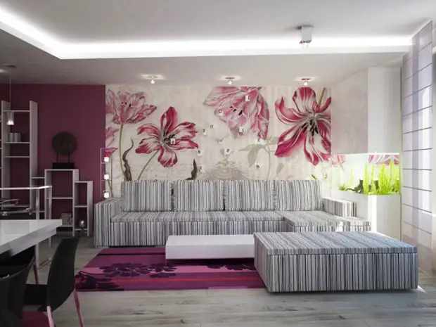 Комбинирование обоев в гостиной: идеи дизайна интерьера на фото | luchistii-sudak.ru
