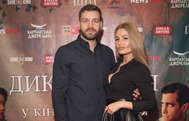 Богдан Юсипчук с девушкой на премьере фильма "Дике життя"