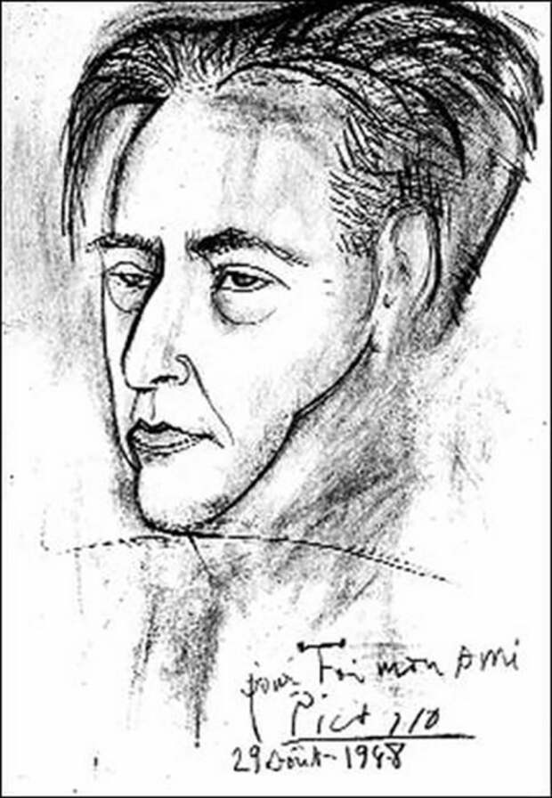 Пабло Пикассо портрет И. Эренбурга, 1948 год
