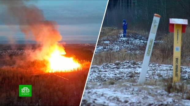 В болотах под Всеволожском восстанавливают взорвавшийся газопровод