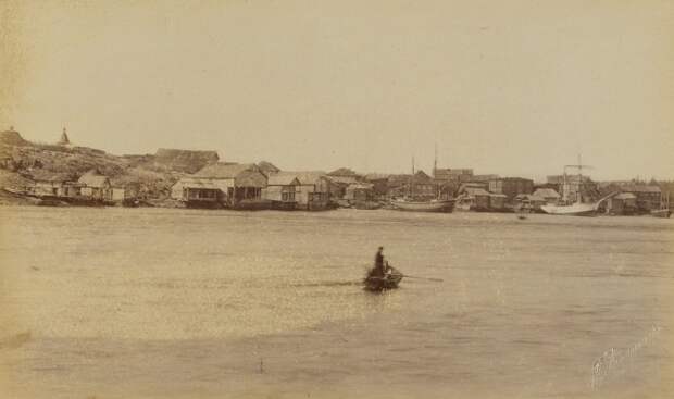Вид на поморское село Ковда. Россия, 1887 год.