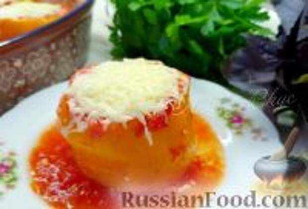 Фото к рецепту: Перец, фаршированный гречкой и курицей