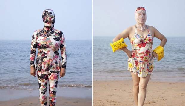 Лицокини — психоделичные китайские купальники, прикрывающие женщин с головой в мире, дизайн, креатив, купальники, лицокини, люди, пляж