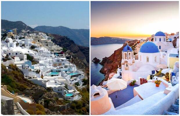 Сразу два города-скалы на одном острове. /Фото: travelq.ru, santorinika.com