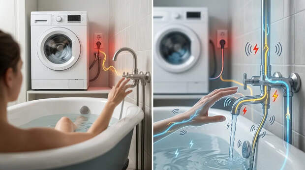 Почему не стоит мыться в ванной при работающей стиральной машине