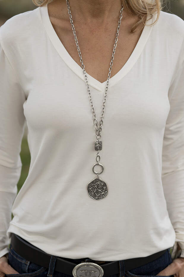 ivory v neck long sleeve top