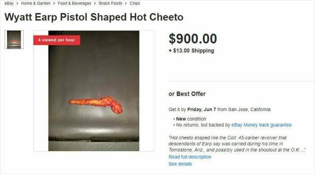 Палочка Cheetos в виде пистолета за 900 долларов Палочка Cheetos в виде пистолета за 900 долларов интернет, люди, магазин, объявление, подборка, предложение, юмор