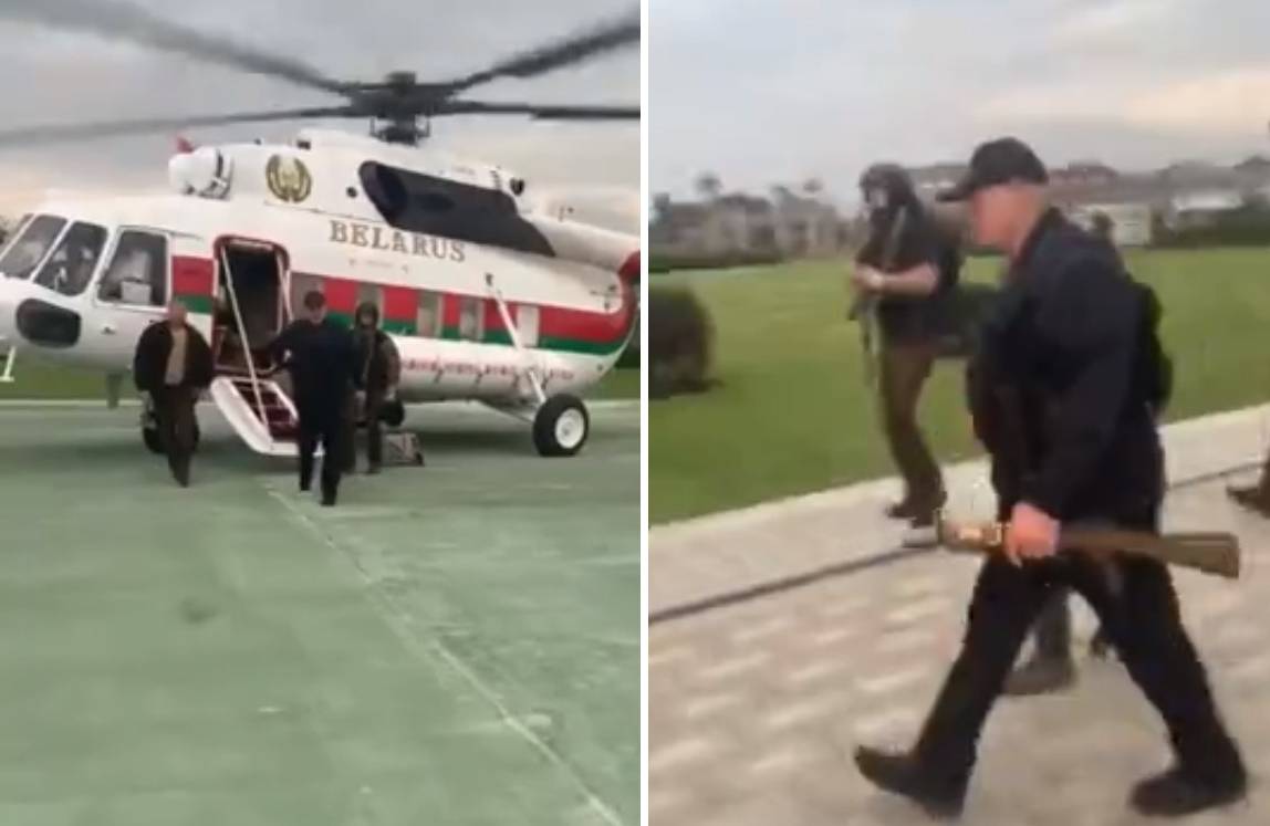 Лукашенко десантировался в Минске в бронежилете и с автоматом в руках Лукашенко десантировался в Минске в бронежилете и с автоматом в руках