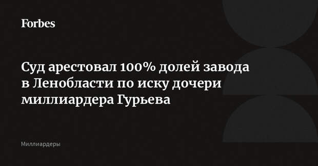 Суд арестовал 100% долей завода в Ленобласти по иску дочери миллиардера Гурьева
