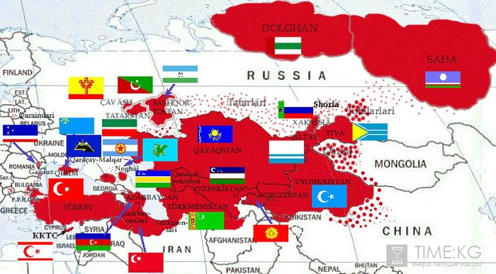 Карта государств и иных тюркоязычных образований, которые могут войти в состав Великого Турана Карта государств и иных тюркоязычных образований, которые могут войти в состав Великого Турана