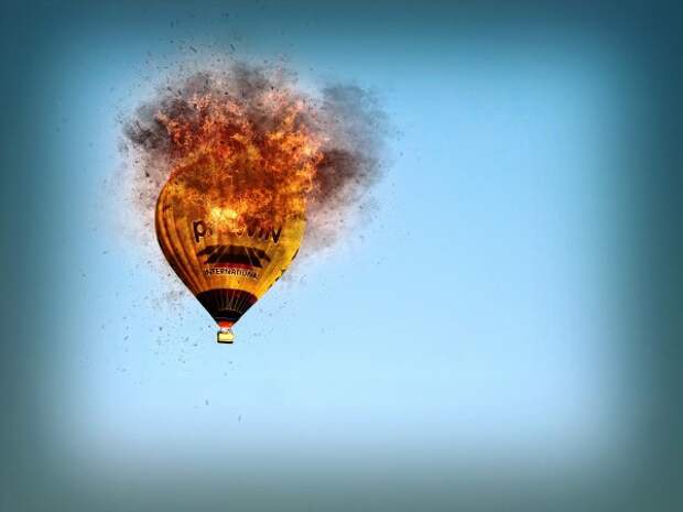 Исполнен первый кинотрюк — каскадёр прыгает в Гудзон из горящего воздушного шара
