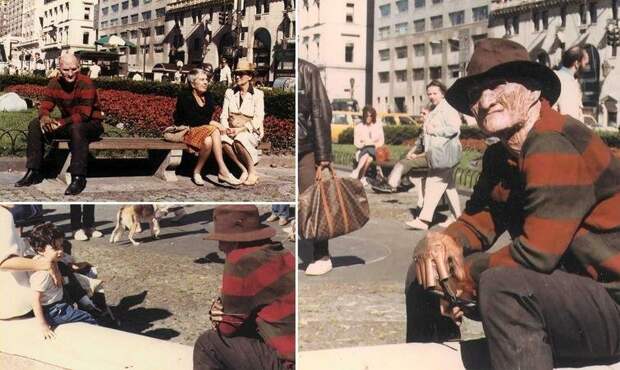 Роберт Энглунд на съемках фильма "Кошмар на улице Вязов 2: Месть Фредди", 1985 год  история, люди, фото
