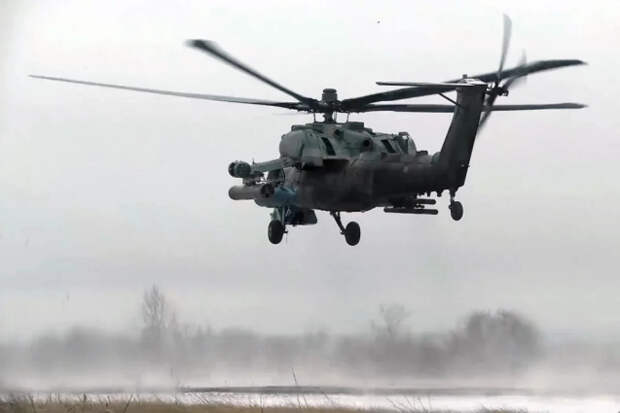 Вертолет Ми-28НМ уничтожил пункт временной дислокации ВСУ