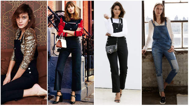 Знаменитости в джинсовах комбинезонах и футболке с длинным рукавом