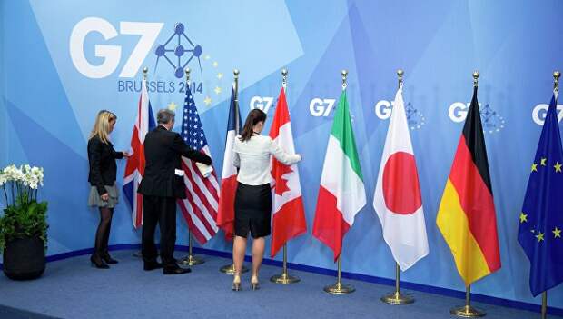 Подготовка к открытию саммита G7 в Брюсселе Подготовка к открытию саммита G7 в Брюсселе