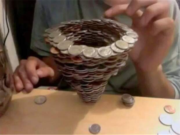 Или вообще перевёрнутую интересное, мелочь, монеты, сделай сам, скульптуры из монет