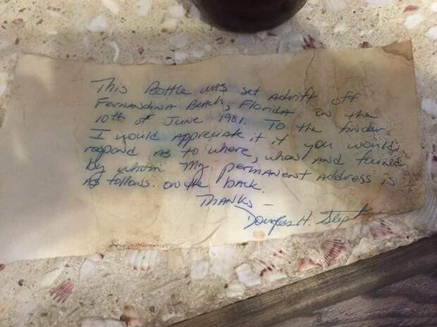 Послание в бутылке нашло адресата спустя 36 лет Райан Берчетт, адресат, бутылка, письмо, послание, рыбак