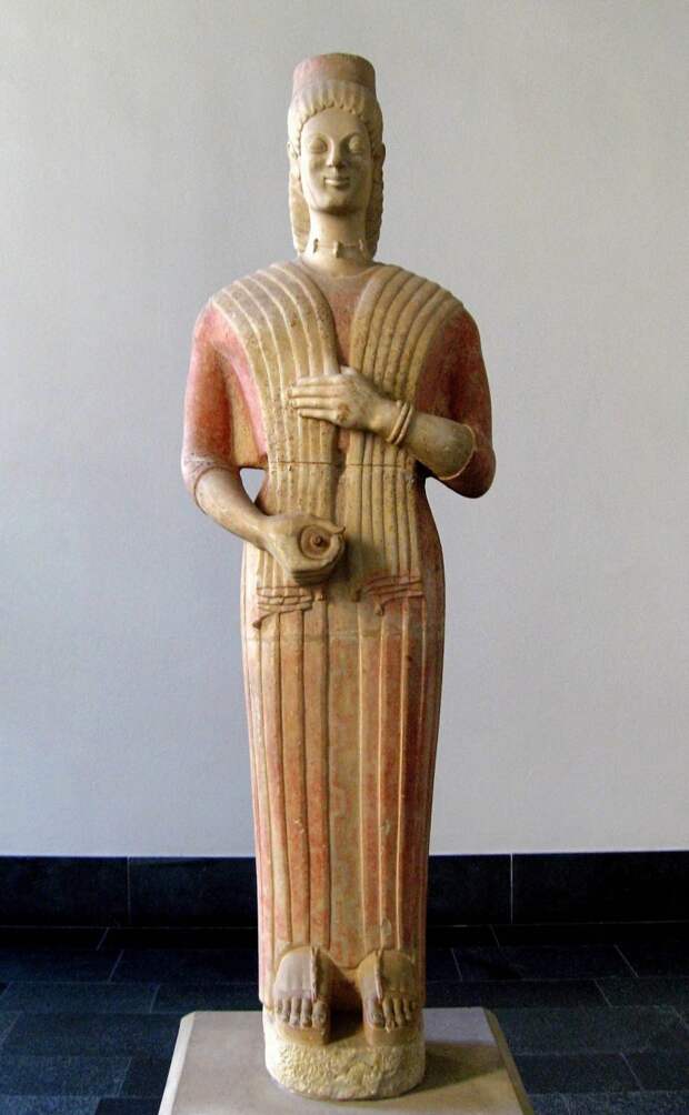 Persephone, or Cora. Greek statue, 580 - 560 years B.C.