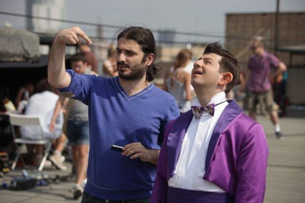 Сарик Андреасян и Михаил Галустян на съемках фильма "Тот еще Карлосон!"