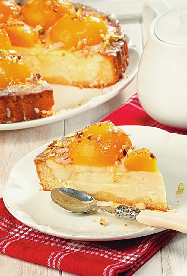 Сырный торт с персиками