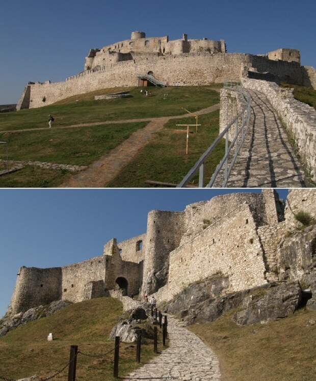 Укрепленный мост, ведущий к скрытым воротам, имел множество ловушек для врагов (Spissky Hrad Castle, Словения).
