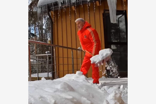 Газманов вышел убирать снег