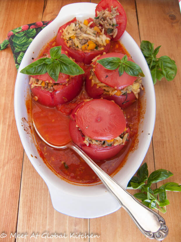 помидоры фаршированные фаршем в духовке
